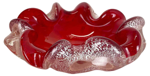 Murano Glass Floral Ashtray attributed to Barovier + Toso, Italy, 1970s