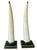 Off-white Pair of Tessellated Marble Faux Tusks on Brass and Faux Marble Bases For Sale - Image 8 of 12