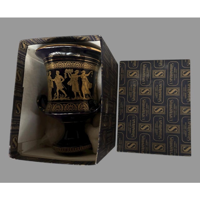 Vintage Spyropoulos Porcelain Double Handled Vase Decorated Grecian Figures IOB In very good original condition showing...