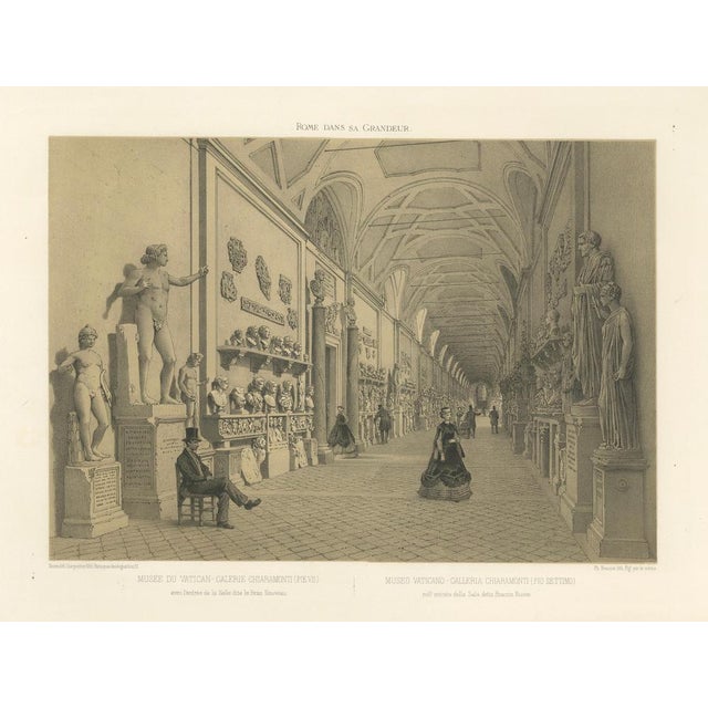 Rome Vatican Gallery – Classical Sculpture Interior, Benoist 1869 This impressive interior view depicts the Vatican...