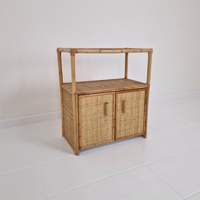 Italian Bamboo and Rattan Cabinet or Bedside Table, 1980s For Sale - Image 4 of 16