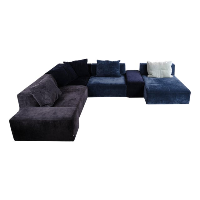 Modular Sofa in Blue Fabric with Cushions from Eilersen, Set of 4 For Sale
