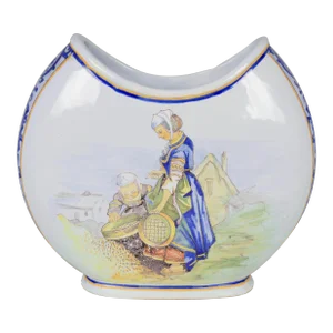 French Quimper Porquier Beau Faience Vase