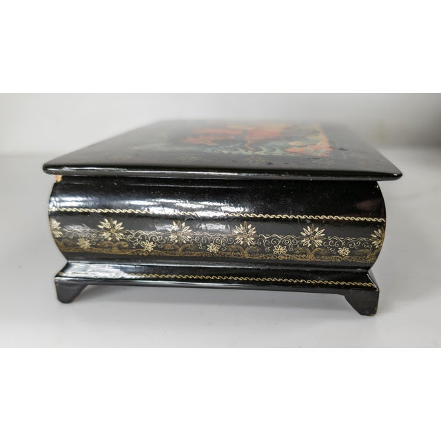 Black 20th Century Russian Palekh School Lacquer Jewelry or Trinket Box For Sale - Image 8 of 16