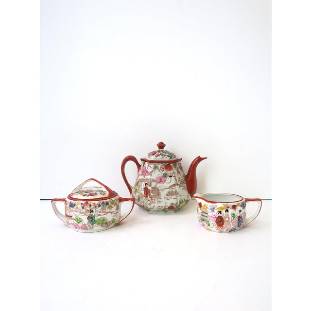 Japanese Porcelain Tea Coffee Set, Satsuma Art Nouveau Style, Mid-20th Century For Sale - Image 13 of 14