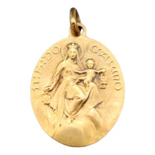 19.2k Gold Our Lady of Mount Carmel and Sacred Heart of Jesus Pendant For Sale