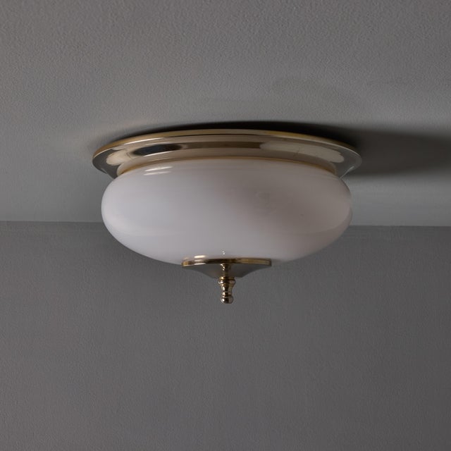 Metal 1970s Nickel and Opaline Glass Wall or Ceiling Lamp Attributed to Luigi Caccia Dominioni for Azucena For Sale - Image 7 of 18