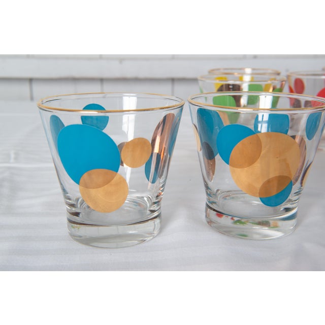 Red Vintage Mid-Century Modern Polka Dot Bar Glass Set, Glass 1950s - 19pcs For Sale - Image 8 of 13