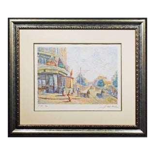 Pissarro, Claude "Avenue of the Street Vendor"H.Signed Artwork Custom Framed For Sale