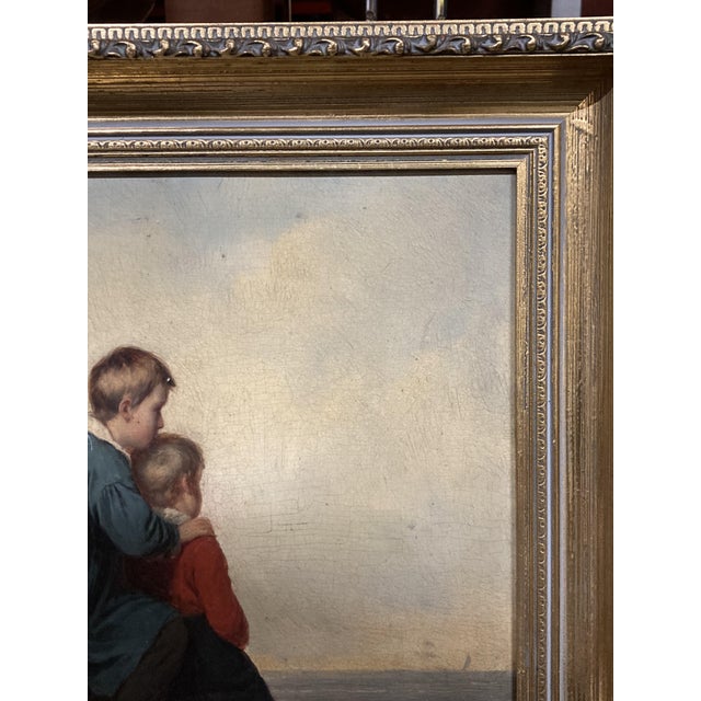 Wood Unknown, Two Children, 1800s, Oil on Wooden Panel, Framed For Sale - Image 7 of 11