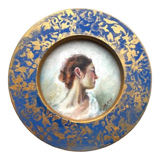 Framed Portrait Girl Original Painting Victorian Wall Decor by Valeriya Serova For Sale