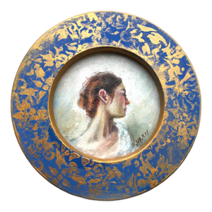Framed Portrait Girl Original Painting Victorian Wall Decor by Valeriya Serova