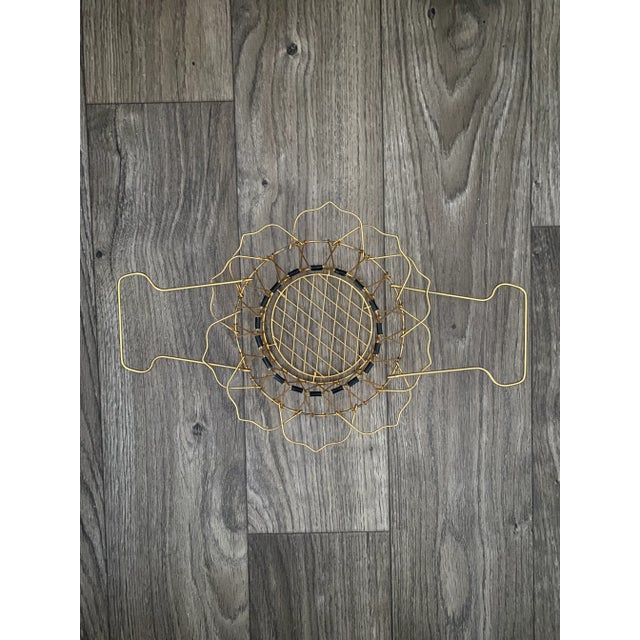 Metal Mid 20th Century French Mid Century Gold Wire Basket For Sale - Image 7 of 7