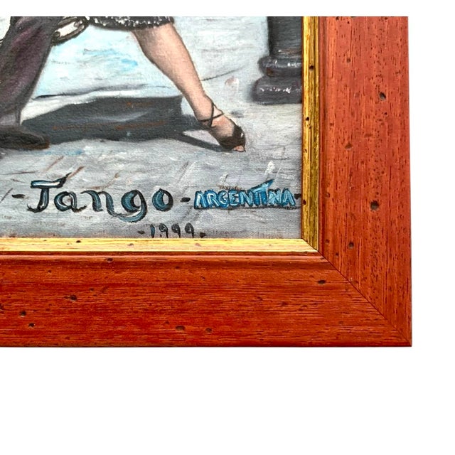 Painting Argentina Tango in Buenos Aires Signed & Dated 1999 Vintage Art Decor For Sale In Tulsa - Image 6 of 7