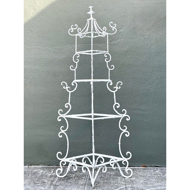 Vintage Wrought Iron Pagoda Etagere For Sale - Image 12 of 12