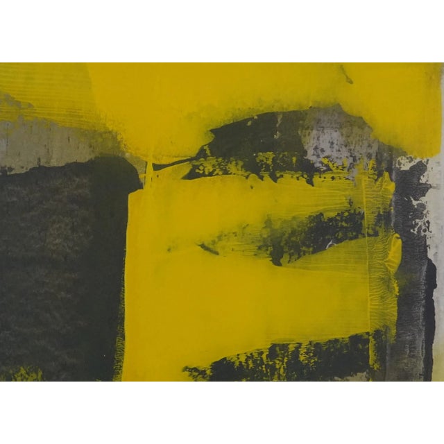 "Static 408" Contemporary Abstract Yellow Mixed-Media Painting, Framed For Sale - Image 4 of 5