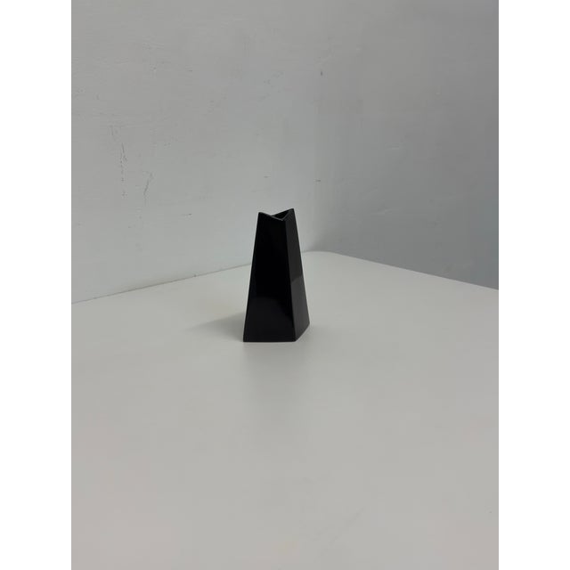 Ceramic Postmodern Faceted Black Ceramic Bud Vase, 1990s For Sale - Image 7 of 12