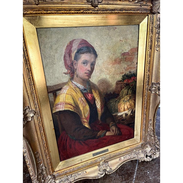 Portrait of a harvest gatherer, painted by William Morrison Wyllie. Oil on canvas, housed in a wooden frame.