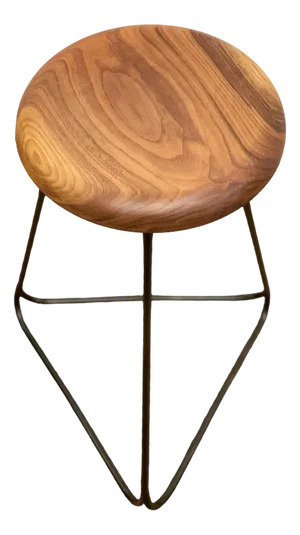 Bar Stool with Steel Frame and Walnut Seat