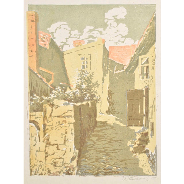 1950s Albert Goltjakov, Quiet Little Street, 1959, Monotype For Sale - Image 5 of 5