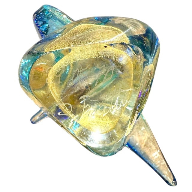 1980s Murano Bird Art Glass Sculpture With Blue & Gold Aventurine by Sandro Frattini, 21/70 For Sale - Image 5 of 11