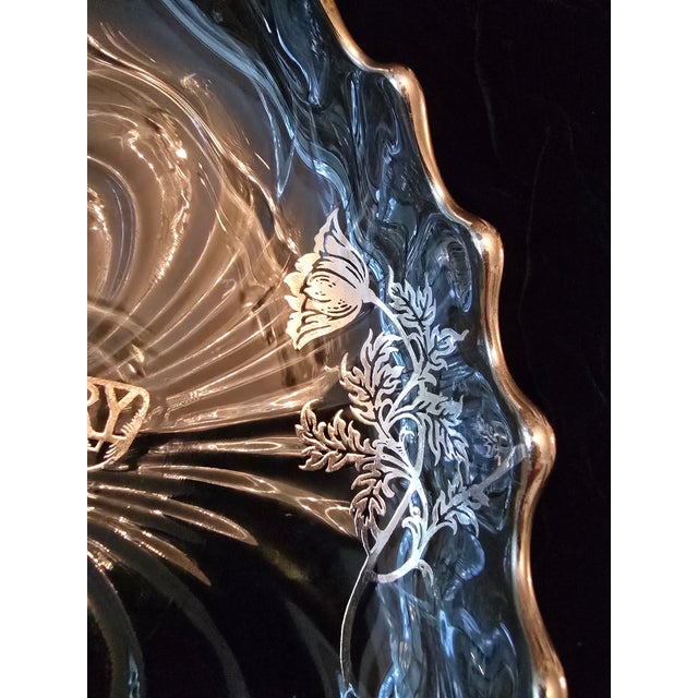 Vintage Mid Century Modern Silver Overlay Glass Centerpiece For Sale - Image 9 of 11