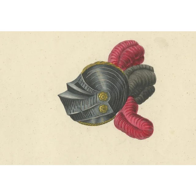 Mid 19th Century Von Reibisch, Knightly Helmets with Vibrant Plumes, 1842, Print For Sale - Image 5 of 7