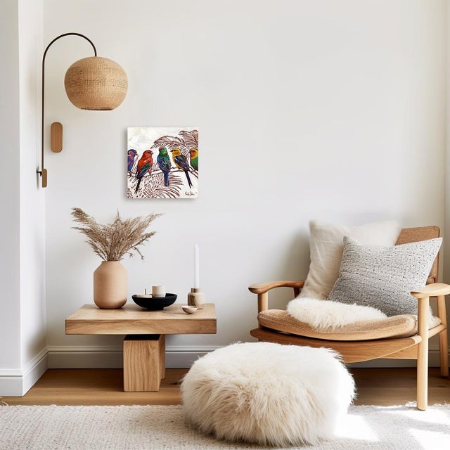 Brown Life in Color - Abstract Colorful Vibrant Birds Oil Painting on Canvas Original Artwork by Michelle Fillmore For Sale - Image 8 of 9