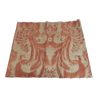 Vintage Red and Silver Fortuny Fabric Panel For Sale