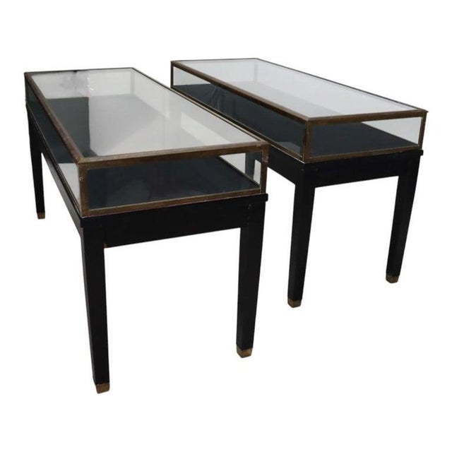 Two Russel Built Ny Ebonized & Brass Locking Lift Top Retail Display Cases C1930 For Sale - Image 14 of 18