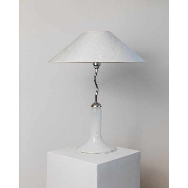 Vintage Zig Zag Table Lamp in Murano Glass and Metal with Textured Silk Shade, Italy, 1980s For Sale - Image 13 of 13