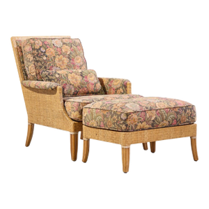 McGuire Umbria Rattan and Wicker Lounge Chair With Ottoman