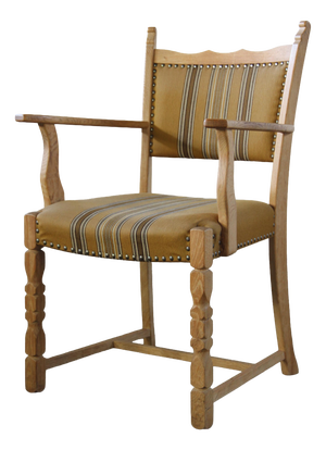 Vintage Danish Oak Brutalist Armchair in the style of Henning Kjærnulf, 1960s