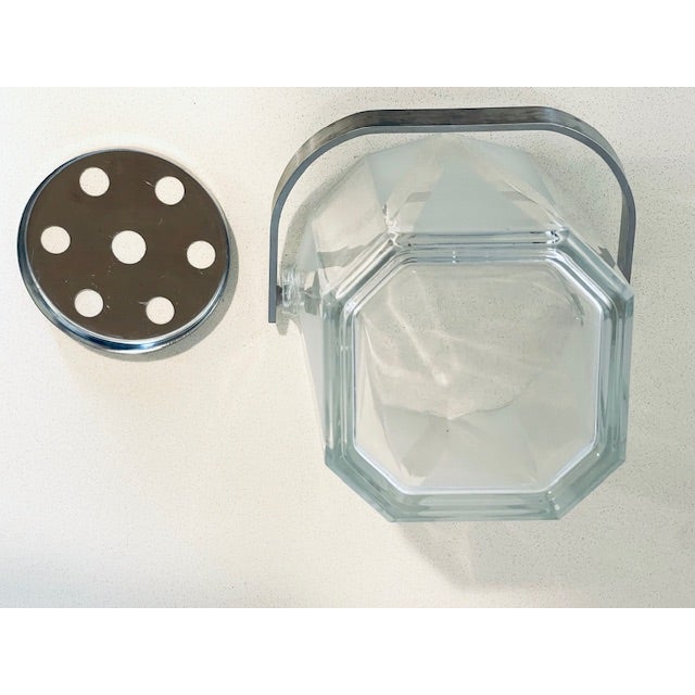 Glass Small Vintage Glass & Stainless Ice Bucket For Sale - Image 7 of 10