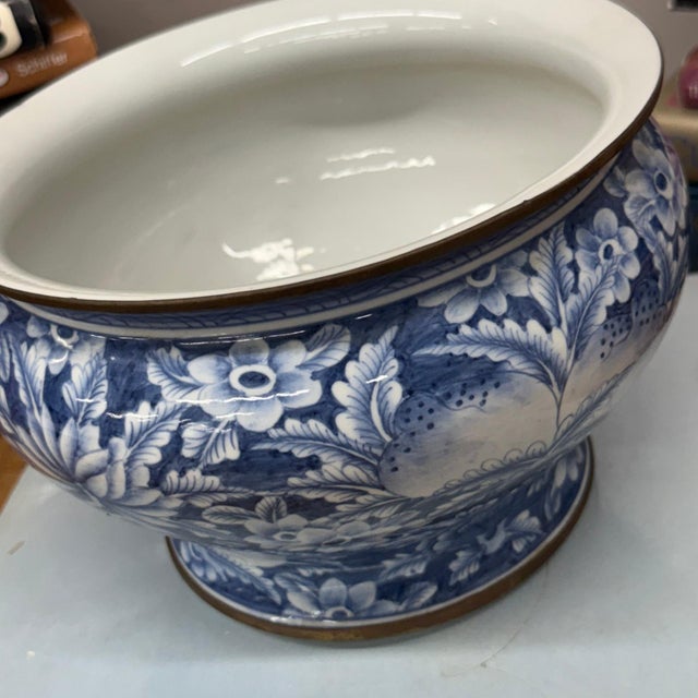 Blue and White Ceramic Bowl with Rounded Bloom Form For Sale - Image 10 of 10