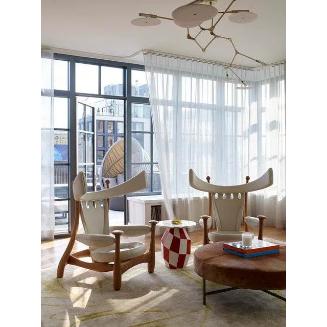 White and Beige Hide 'Tambour' Ottoman by Design Frères For Sale - Image 9 of 10