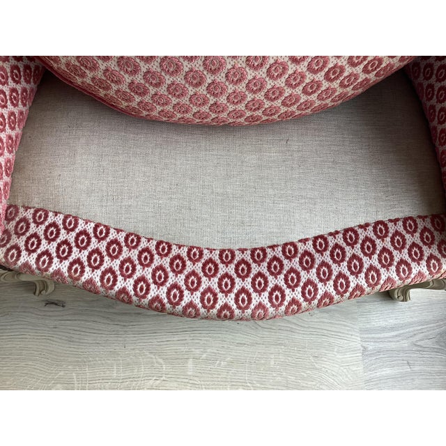 Stunning French Painted Bergères W/Raspberry Velvet Upholstery For Sale - Image 11 of 12