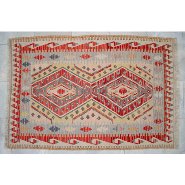 1970s Vintage Handmade Turkish Rug Kilim - 3′11″ × 5′9″ For Sale - Image 16 of 16