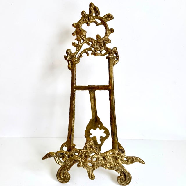 1960s Vintage Ornate Brass Easel 15" For Sale - Image 5 of 8