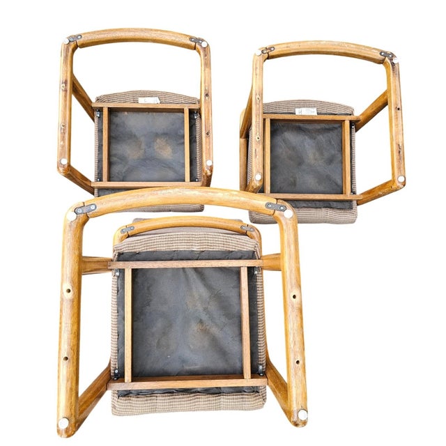Vintage 70s MCM Style Bentwood Cantilever Upholstered Dining Chairs Set of 6 For Sale - Image 9 of 18
