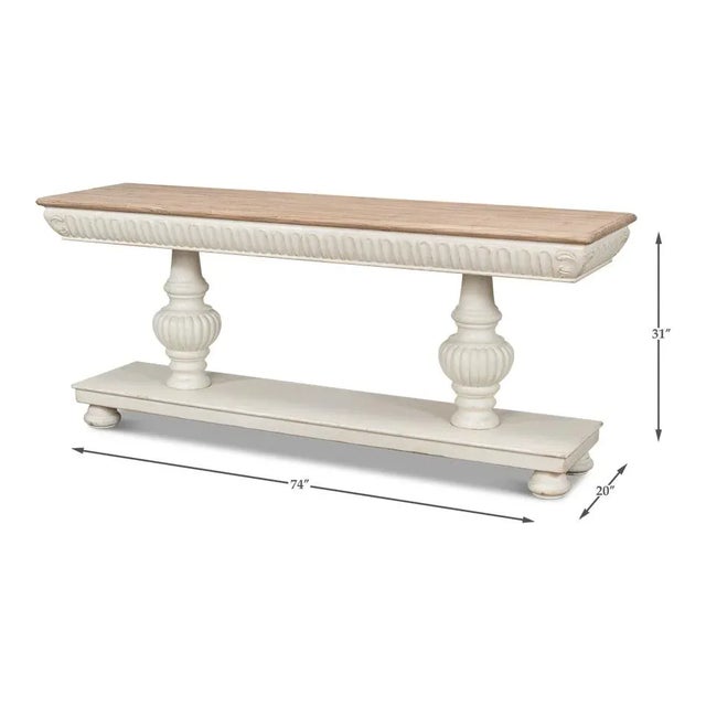 Carved Antique White Console Table For Sale In Raleigh - Image 6 of 11