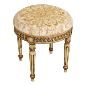 French Louis XVI Style Carved and Paint Decorated Stool