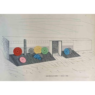 Lucio Del Pezzo, Project, 1988, Mixed Media on Paper For Sale