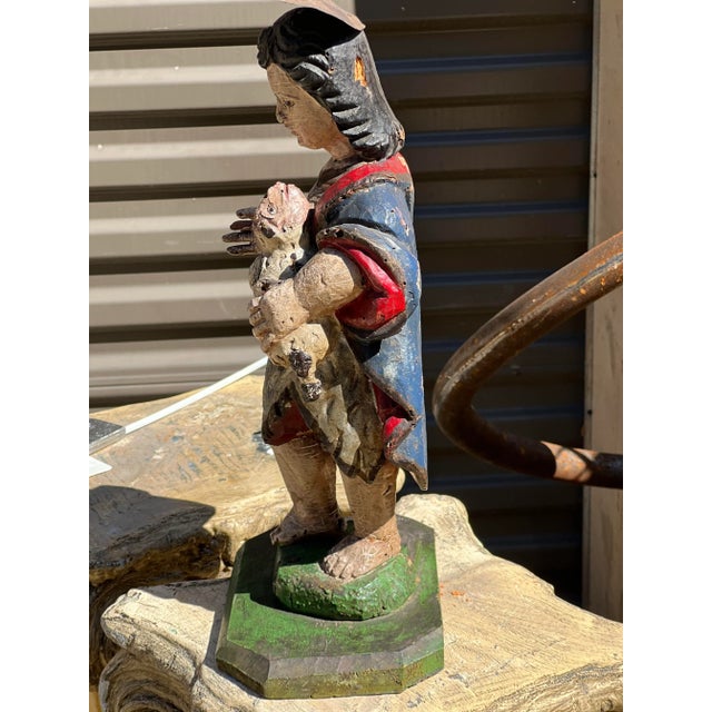 Antique Wooden Saint Statue Santos For Sale In Atlanta - Image 6 of 9