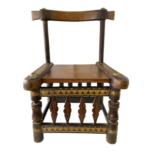 Vintage Low Tribal African Chief Chair I Coast 27" H by 21" W