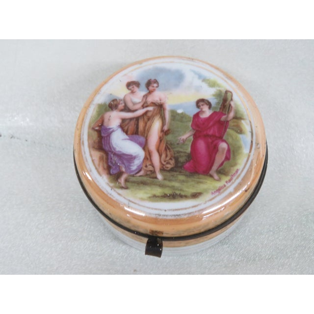 Porcelain Hand Painted Neoclassical Cameo Trinket Jewelry Box For Sale - Image 4 of 12