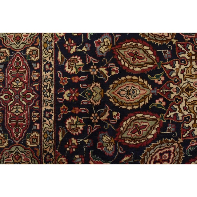 Tabriz Rug 6’6” X 9’7” Blue Wool Vintage Traditional Hand-Knotted Carpet For Sale - Image 11 of 15