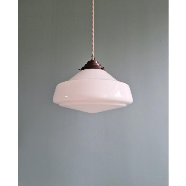 Bauhaus Art Deco Phililite Series Pendant Light in White Opaline Glass from Philips, 1930s For Sale - Image 3 of 14