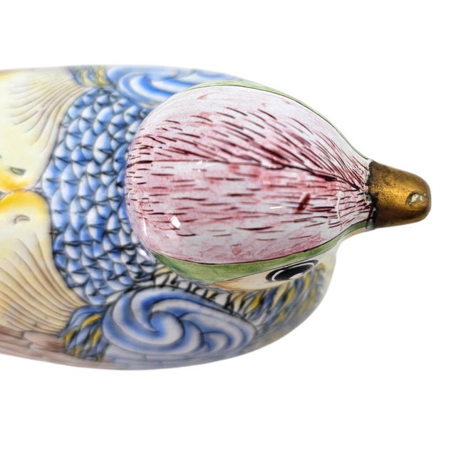 Vintage Chinese Cloisonné Enamel Copper Bird Trinket Box, Hand Painted, 5" For Sale - Image 9 of 18