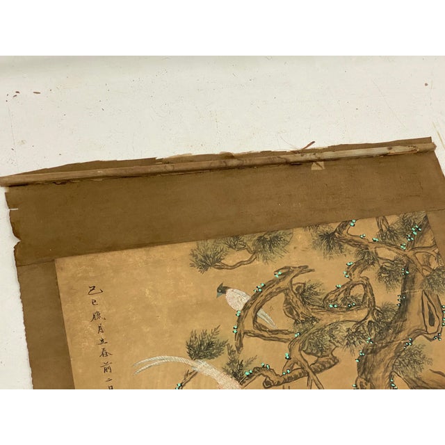 Birds and Nature Painting on Scroll Paper, China, 19th Century For Sale - Image 3 of 8